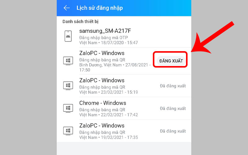  Nhấn Đăng xuất để hoàn tất