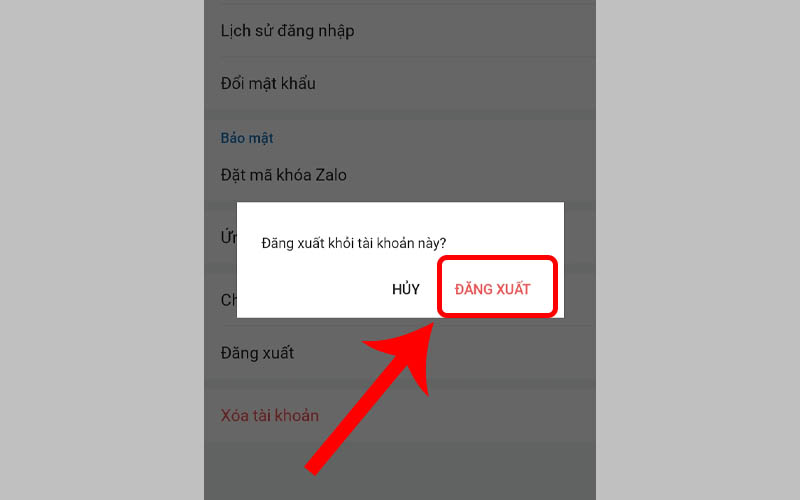 Chọn lại Đăng xuất một lần nữa để hoàn thành